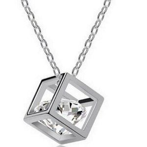 Fifth Avenue Delicate Cubic Zirconia Diamond in Magic Cube Pendant Necklace